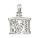 Sterling Silver CZ Letter M Initial Pendant - QC-B104AFDB-1382