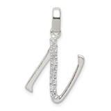 Sterling Silver CZ Letter N Initial Pendant - QC-E841B0E5-2847