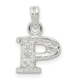 Sterling Silver CZ Letter P Initial Pendant - QC-F7D60FB9-9690