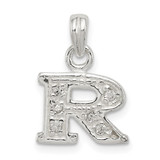 Sterling Silver CZ Letter R Initial Pendant - QC-503C641E-6109