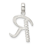Sterling Silver CZ Letter R Initial Pendant - QC-9C1A8C8D-5945