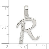Sterling Silver CZ Letter R Initial Pendant - QC-9C1A8C8D-5945