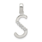 Sterling Silver CZ Letter S Initial Pendant - QC-0B284CA0-6407