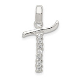 Sterling Silver CZ Letter T Initial Pendant - QC-5F546B1B-5881