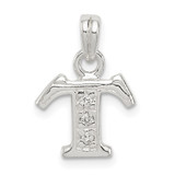 Sterling Silver CZ Letter T Initial Pendant - QC-DCD684D2-9171