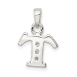 Sterling Silver CZ Letter T Initial Pendant - QC-DCD684D2-9171