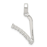 Sterling Silver CZ Letter V Initial Pendant - QC-331896DD-7309