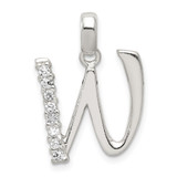 Sterling Silver CZ Letter W Initial Pendant - QC-ACEC34EF-4475