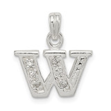 Sterling Silver CZ Letter W Initial Pendant - QC-C5EB9E70-9897