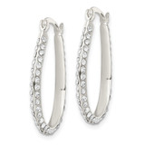 Sterling Silver CZ Oval Hoop Earrings - QE-0CA3375F-8456