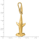 14K 3-D Hammerhead Shark w/ Rope Bail Charm