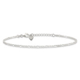 Sterling Silver D/C  Polished Figaro 9in Plus 1in ext. Anklet