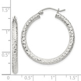 Sterling Silver D/C 3x30mm Hoop Earrings