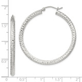 Sterling Silver D/C 3x40mm Hoop Earrings