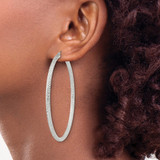 Sterling Silver D/C 3x65mm Hoop Earrings