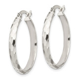 Sterling Silver D/C 4mm Bangle and 3mm Hoop Earring Set - QB-ED6AD081-7049