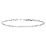 Sterling Silver D/C Polished 10in with 1in ext. Anklet
