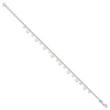 Sterling Silver Dangling Circle 9in Plus 1 in ext Anklet