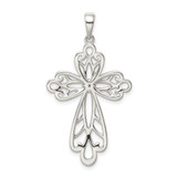 Sterling Silver Diamond & Diamond-cut Cross Pendant