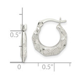 Sterling Silver Diamond Cut & Textured Hoop Earrings