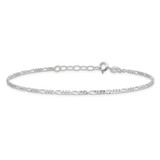 Sterling Silver Diamond Cut Polished Figaro 10in Plus 1in ext. Anklet