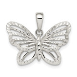 Sterling Silver Diamond-cut Butterfly Pendant - QC-D4B8C3A2-1885