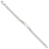 Sterling Silver Diamond-cut Engraveable Curb Link ID Bracelet - QI-39D73D04-9703