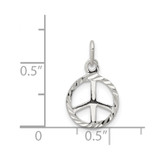 Sterling Silver Diamond-Cut Peace Sign Symbol Charm