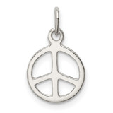 Sterling Silver Diamond-Cut Peace Sign Symbol Charm