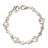 Sterling Silver Dog Bones and Paws Bracelet - QG-ACE171CF-5113