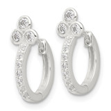 Sterling Silver E-coated CZ Hinged Hoop Earrings