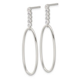 Sterling Silver E-coated CZ Oval Post Dangle Earrings