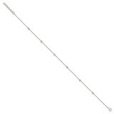Sterling Silver E-coated CZ Stations 9.75in Plus 1in ext. Anklet