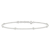 Sterling Silver E-coated CZ Stations 9.75in Plus 1in ext. Anklet