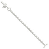 Sterling Silver E-Coated Double Open Cross Toggle Bracelet