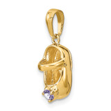 14k 3-D June Synthetic Stone Engraveable Baby Shoe Charm