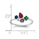 Sterling Silver E-coated Multi Color CZ Ring - QR-2FCCB538-1650