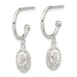Sterling Silver E-coated Rose Dangle Post Hoop Earrings - QE-01529B98-3189