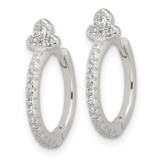 Sterling Silver E-Coating Fancy CZ Hinged Hoop Earrings
