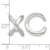 Sterling Silver E-Coating Polished CZ 'X' Pair of 2 Cuff Earrings