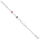 Sterling Silver Enamel Butterfly w/ 1in ext Childs ID Bracelet - QG-A501E19E-1345