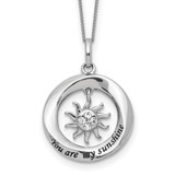 Sterling Silver Enamel YOU ARE MY SUNSHINE Crystal Sun Necklace