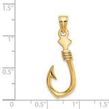 14K 3-D Large Fish Hook with Rope Charm