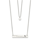 Sterling Silver Enameled Moon and Back 2-Strand Bar Necklace