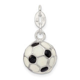 Sterling Silver Enameled Soccer Ball Charm - QC-20AAE505-1791
