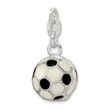 Sterling Silver Enameled Soccer Ball Charm - QC-20AAE505-1791