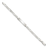 Sterling Silver Engraveable Childrens ID on Figaro Link Bracelet - QI-6B77391E-7178