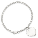 Sterling Silver Engraveable Heart Charm Bracelet - QG-5B65C0E0-4564