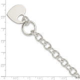 Sterling Silver Engraveable Heart Disc on Fancy Link Toggle Bracelet - QG-2F842C55-3791
