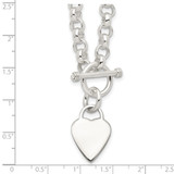 Sterling Silver Engraveable Heart Disc on Fancy Link Toggle Necklace - QG-99DC2FBE-8775
